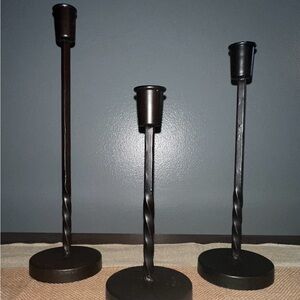 Rustic Twisted Metal Candle Holders - Set of 3